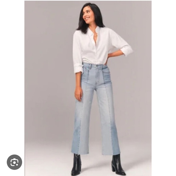 Abercrombie crop wide leg ultra high rise jeans - Picture 1 of 8